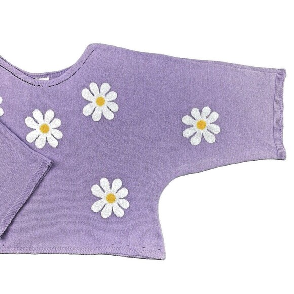 Bibi Daisy Days Print Cropped Sweater Oversized Kimono Sleeves Floral  Purple XL - Picture 11 of 15